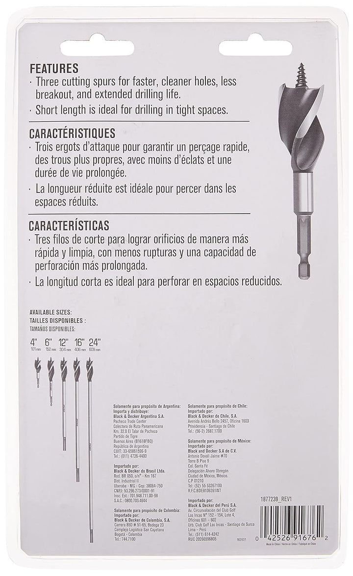Irwin Speedbor Bohrersatz für Holz, 10,2 cm, 6-teilig (1877239) 1-(Pack), 1-(Pack)