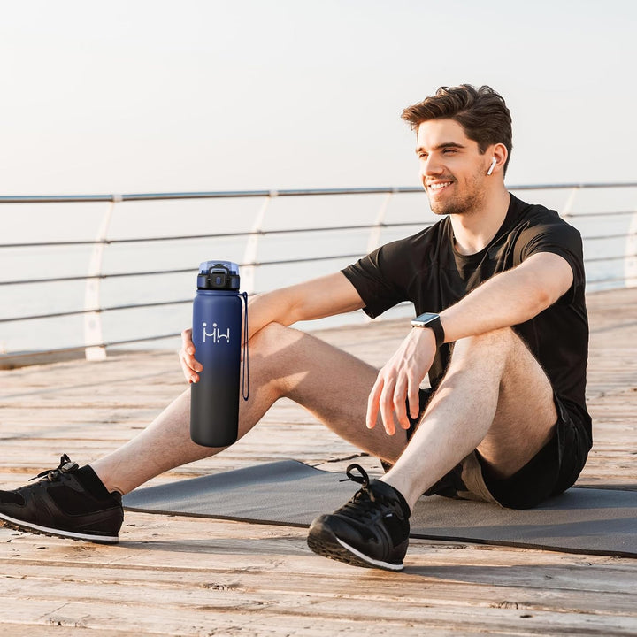 Thermosflasche 1L, Thermosflasche mit Strohhalm, Trinkflasche Kohlensäure Geeignet, Vakuum Edelstahl
