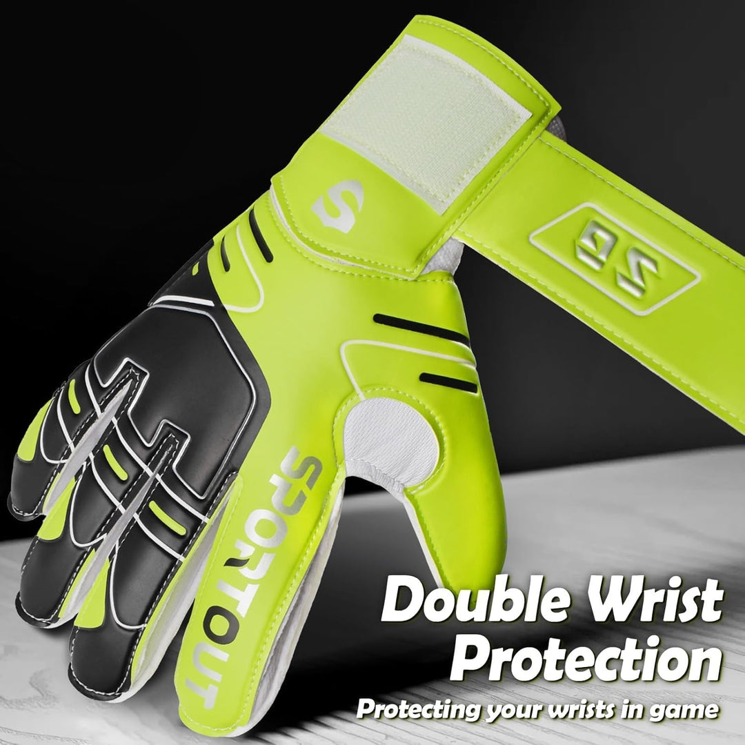 Jugendliche und Erwach,Kinder sener Torwarthandschuhe mit Fingersave，Rutschfes，Gewährung von Starken