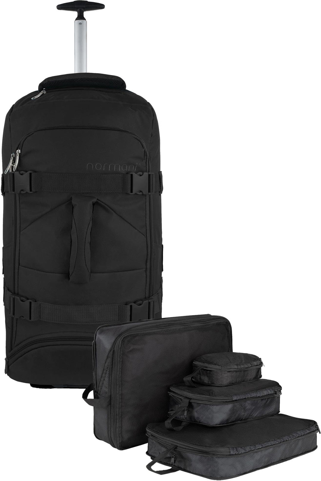 normani Reisetasche mit Rollen und Rucksackfunktion 60 L Reisetrolley Rucksack mit Rollen mit 4 Klei