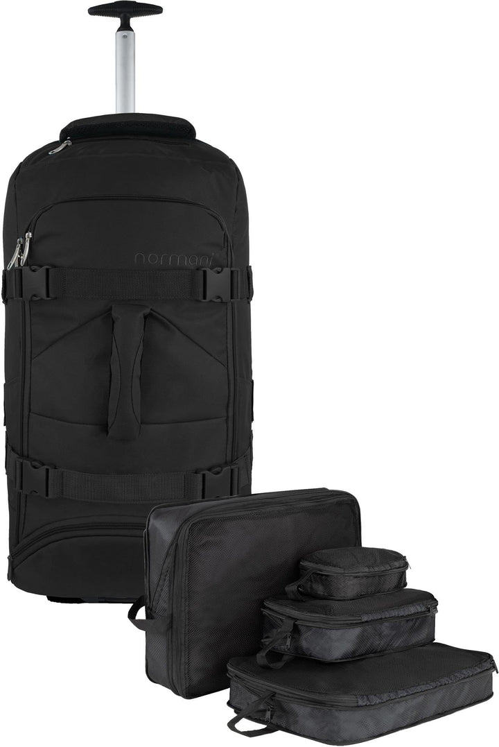 normani Reisetasche mit Rollen und Rucksackfunktion 60 L Reisetrolley Rucksack mit Rollen mit 4 Klei