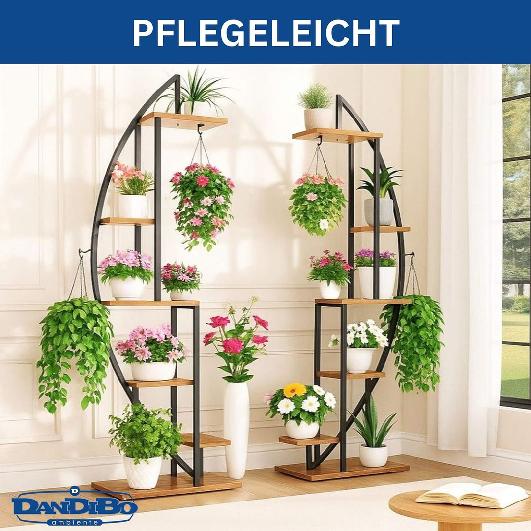 DanDiBo Pflanzenregal Indoor 160 cm Hoch Blumenregal Metall Schwarz Rund 96644 Blumentreppe Gross Ha
