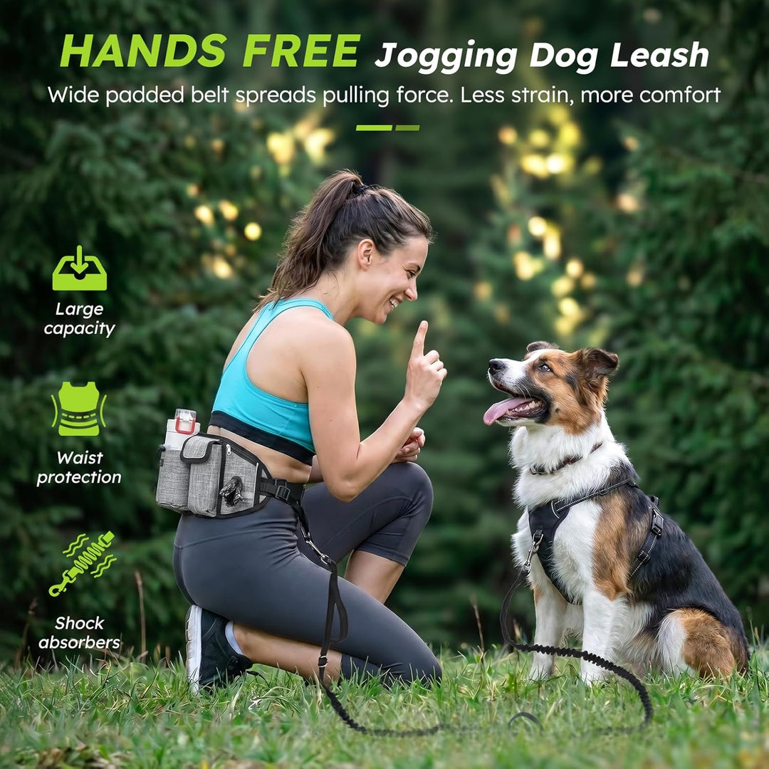 Pecute Joggingleine Hunde mit Bauchgurt, Laufgürtel Hundleine für Grosse und Mittelgrosse Hunde, Lei