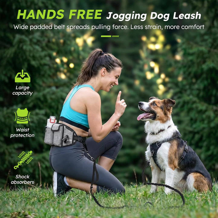 Pecute Joggingleine Hunde mit Bauchgurt, Laufgürtel Hundleine für Grosse und Mittelgrosse Hunde, Lei