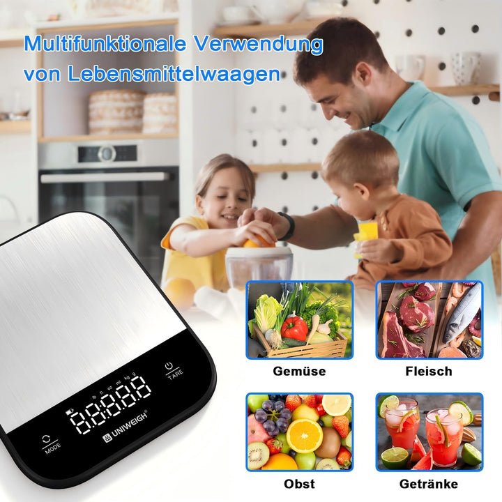 UNIWEIGH Lebensmittelwaage für die Küche,Digitalwaage Gramm und Unzen für Lebensmittelgewicht,Backen