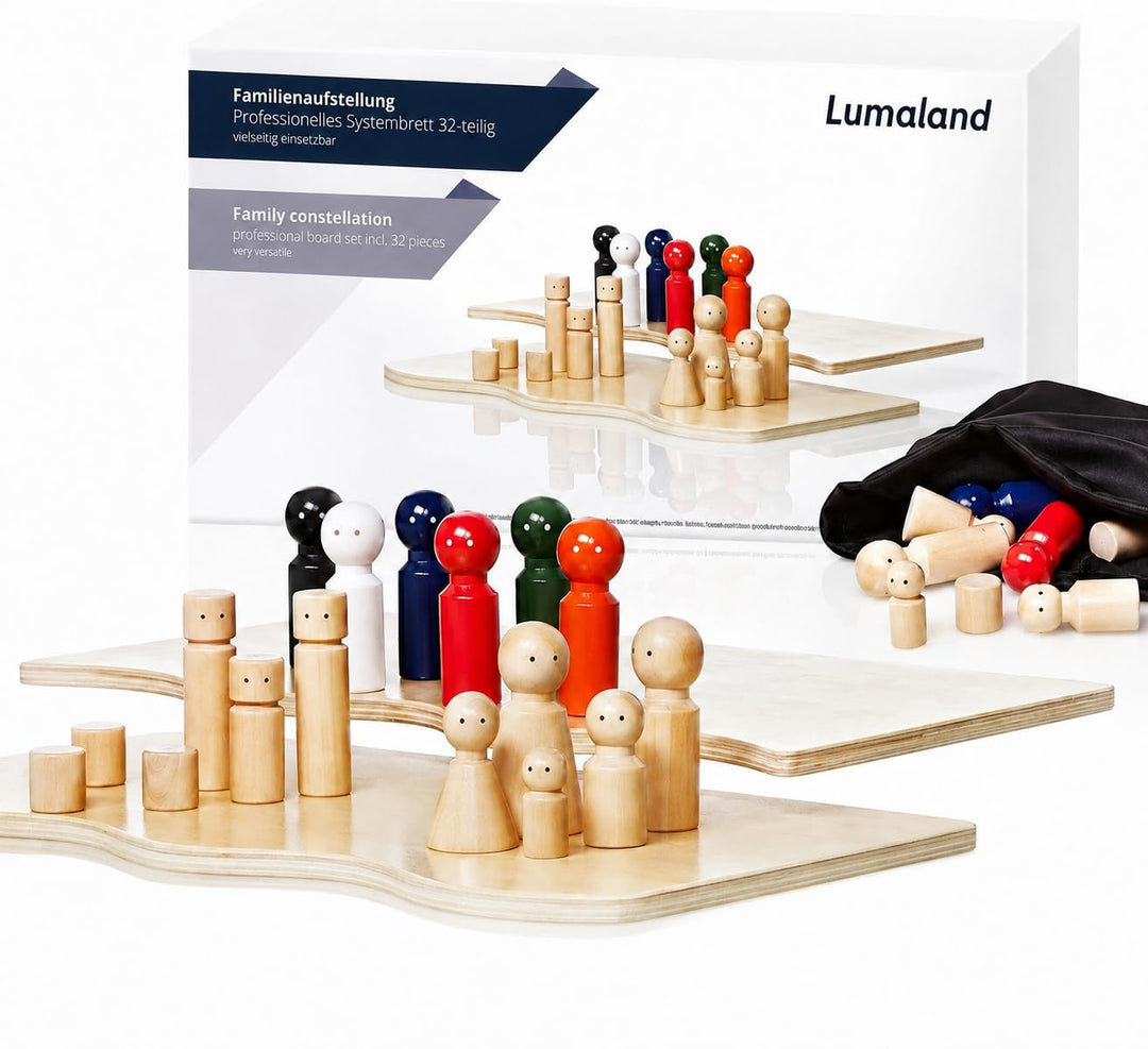 Lumaland Familienaufstellung Familienbrett Systembrett Set 32 Teile aus