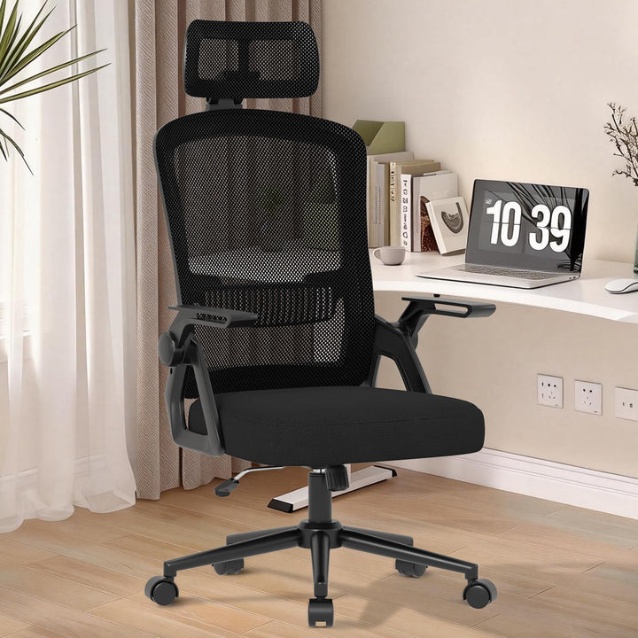 naspaluro Bürostuhl Ergonomisch mit Verstellbarer Armlehnen, Schreibtischstuhl mit Kopfstütze, Atmun