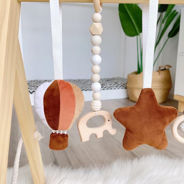 Caudblor Spieltrapez Holz Babyspielzeug Puzzle Gym inkl. Anhänger Babygymnastik aktiv Spielzeug Baby