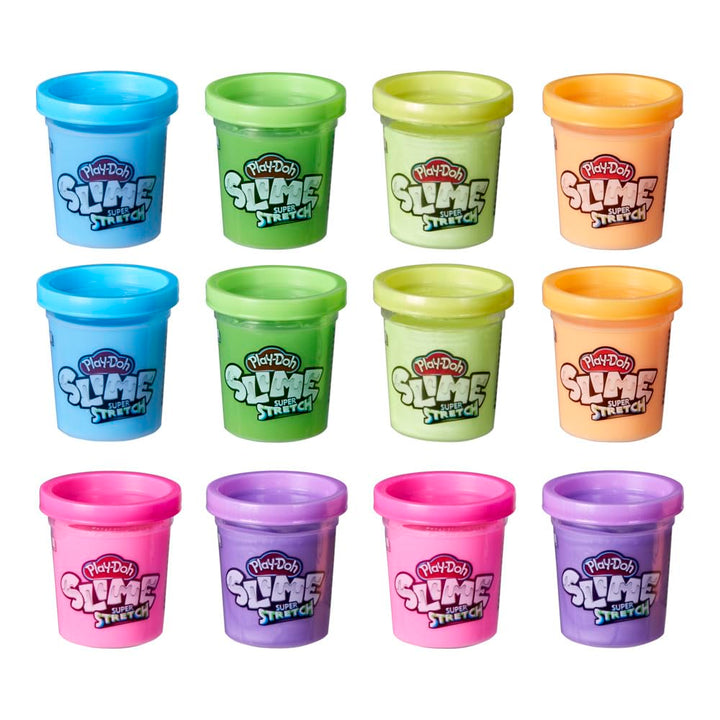 Play-Doh Slime Super Stretch Multipack mit 12 sortierten Farben für Kinder ab 3 Jahren, fertiger Sli