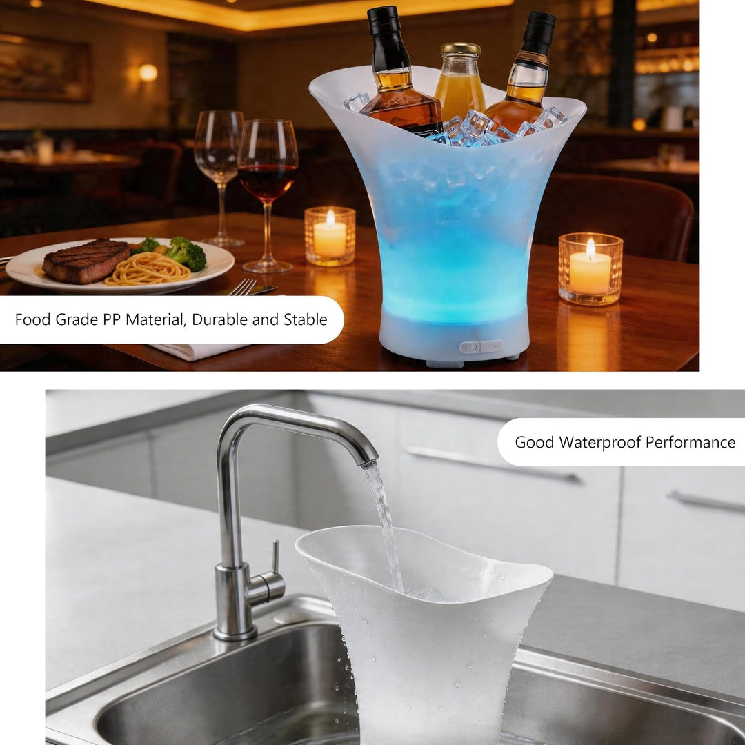 LED Sektkühler 7L, Champagner Kühler mit Bluetooth, Sektkühler mit Automatischem RGB-Farbwechsel, Wa