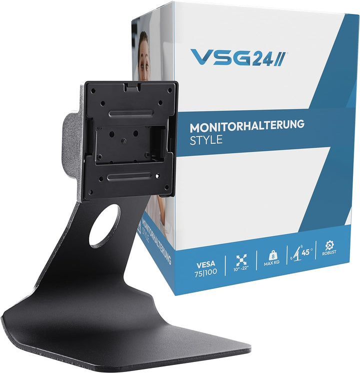 VSG24 Style Design Monitor Halterung, Vollmetall VESA 100x100 Tischhalterung, Bildschirm Standfuss P