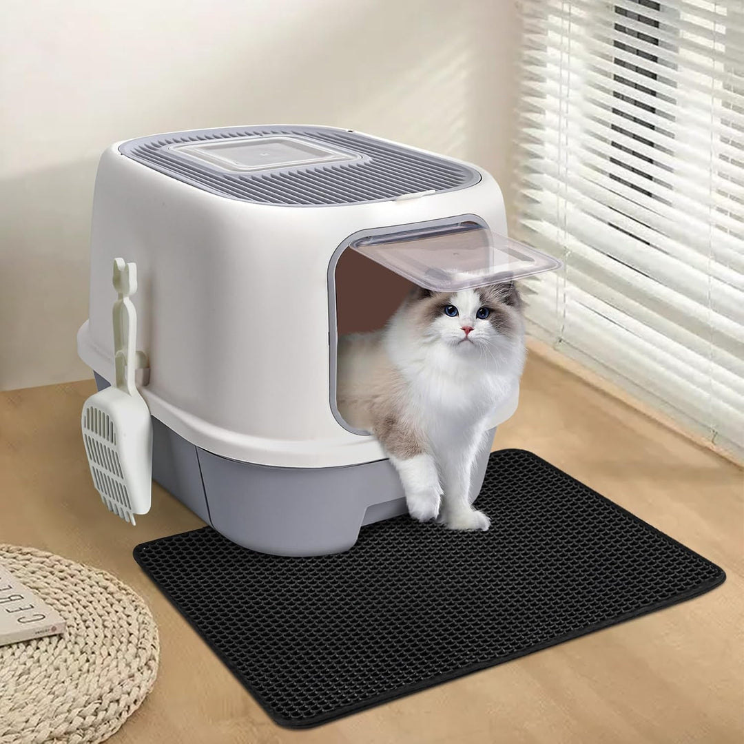 CALIYO Katzenklo Katzen, Anti-Geruch Doppeltürige Katzentoilette mit Deckel, Katzenklo Gross mit Sch