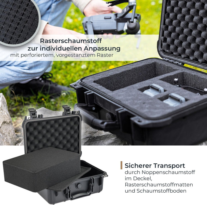 HMF ODK100 Outdoor-Fotokoffer, Transportkoffer mit Rasterschaumstoff | 34 x 29,5 x 15,5 cm, 34 x 29,