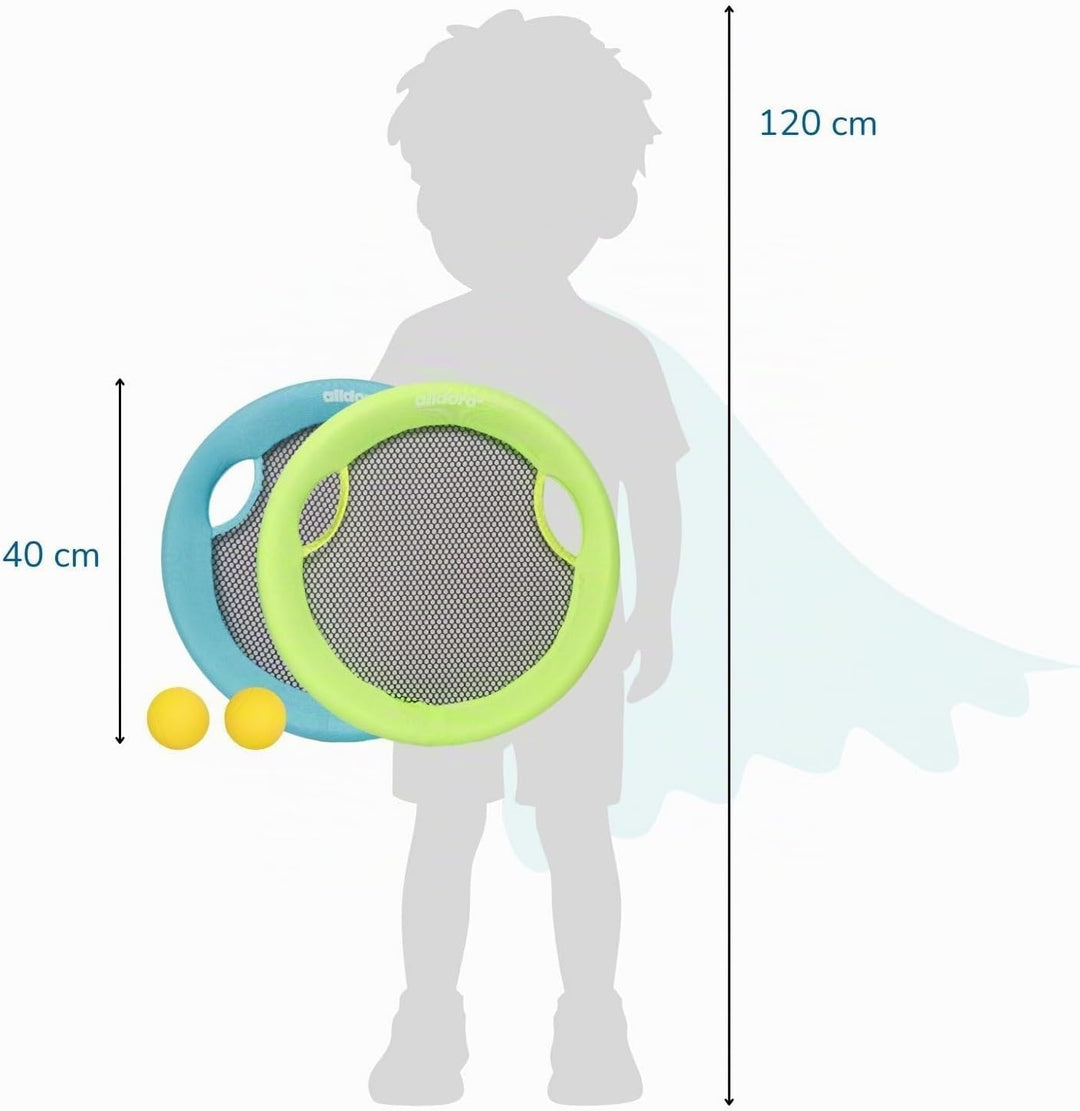 alldoro 2 in 1 Beachball-Set &amp; Wurfscheibe, 2 Schläger Ø 40 cm &amp; 2 Bälle 60049, 60049