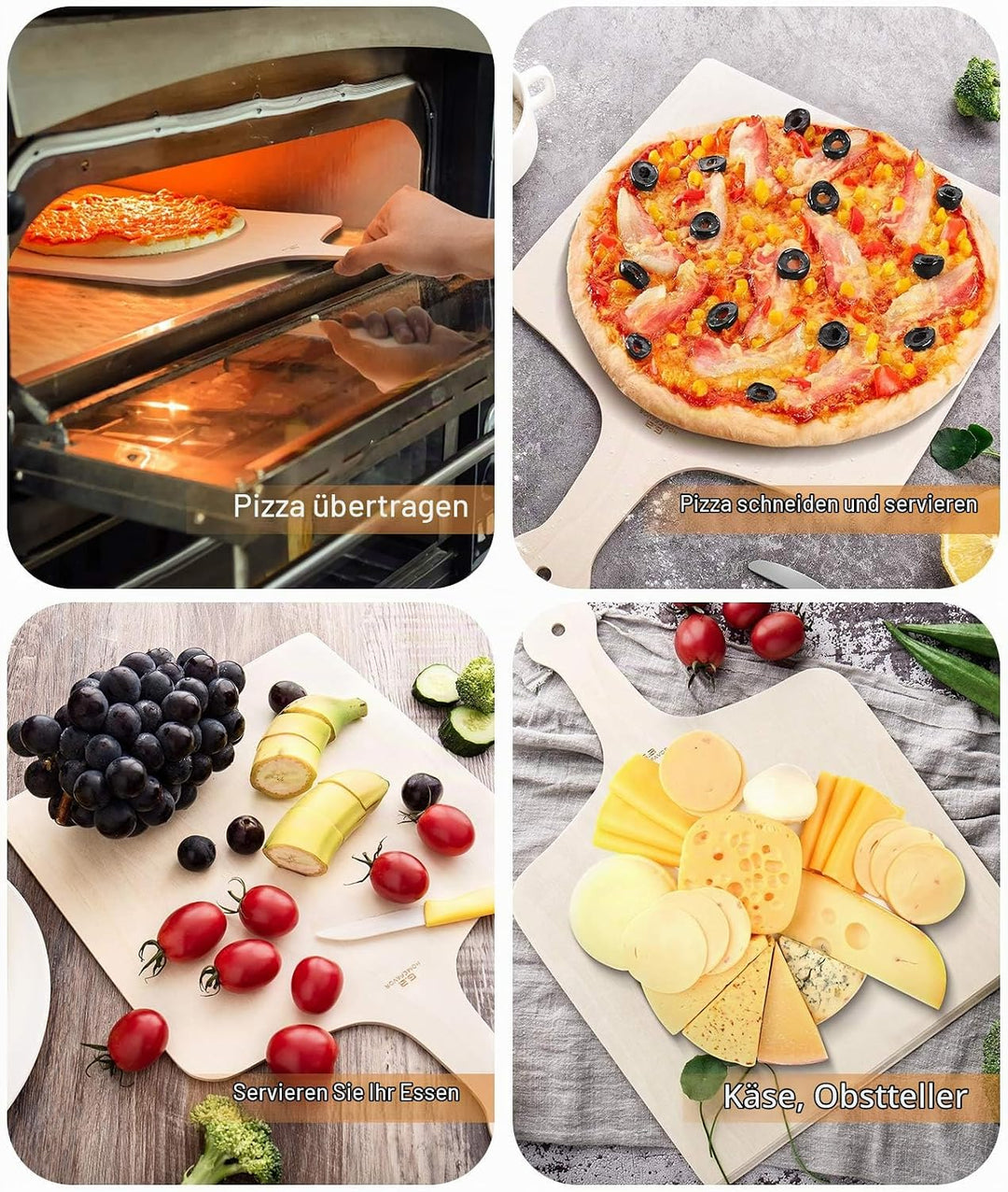 G.a HOMEFAVOR Pizzaschieber Holz, 42 x 30cm Pizzaschaufel Flammkuchenbrett Pizzabrett für Hausgemach