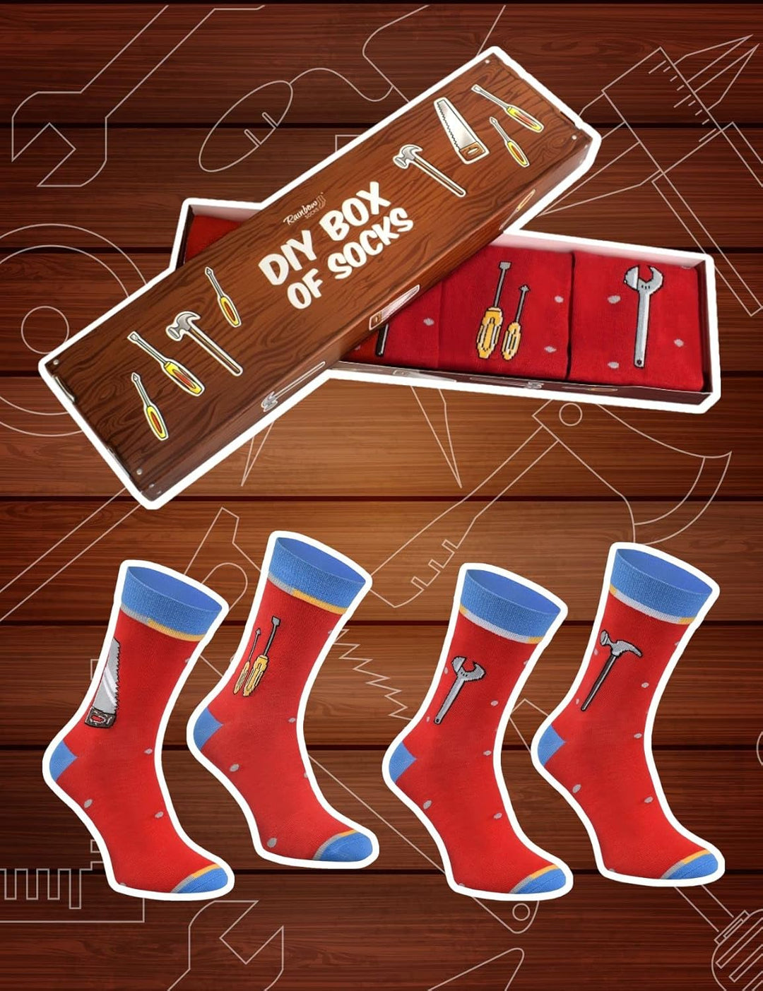 Rainbow Socks - Damen Herren DIY Set Lustige Geschenke Bunte Socken - 2 Paar 36-40 2x DIY BOX OF SOC