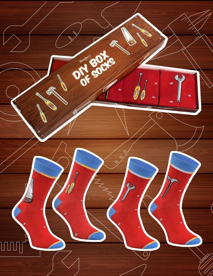 Rainbow Socks - Damen Herren DIY Set Lustige Geschenke Bunte Socken - 2 Paar 36-40 2x DIY BOX OF SOC
