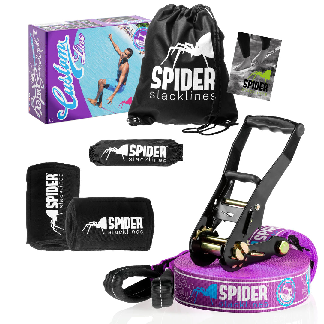 TKSA1 - Custom Slackline Kit erfahrene Slackliner und Anfänger - Komplettset aus 15m langem Gurtband