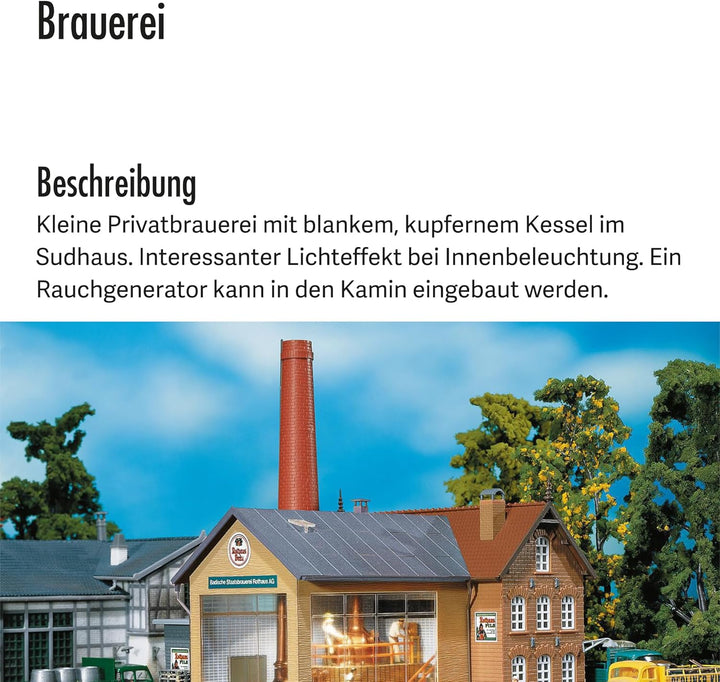 FALLER Brauerei Modellbausatz mit 187 Einzelteilen 176 x 165 x 180 mm I Modelleisenbahn Zubehör H0 I