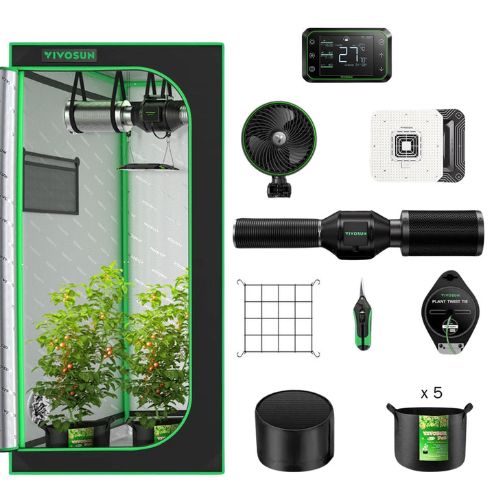 Premium Growzelt Komplettset mit Grow Zubehöre, High-Tech Growing Tent Kit mit Smart-Controller, Vol