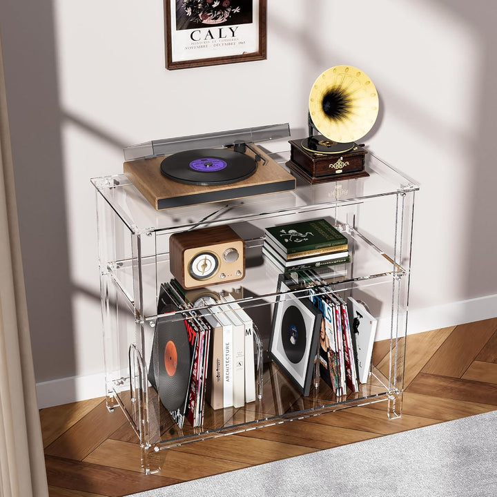 Plattenspieler Regal Acryl, Schallplatten Aufbewahrung Tisch, Schallplattenständer Schallplattenrega