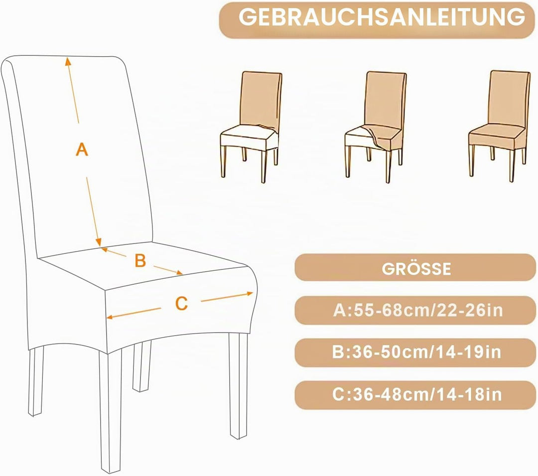 Jaotto Stuhlhussen 4er Set Stretch, XL Stuhlhussen Abwaschbar Waschbarer Elastische, Stretch Stuhlsc