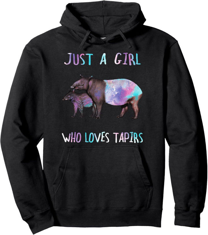 Watercolor Animal Wildlife Just A Girl Who Loves Tapirs Pullover Hoodie