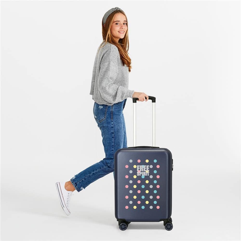 Movom Free Dots Kofferset Blau 55/68 cm Hartschalen ABS Kombinationsschloss 104 L 4 Doppelräder Hand