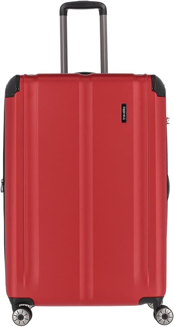 Travelite 4-Rad Koffer L mit TSA Schloss + Dehnfalte, Gepäck Serie City: Robuster Hartschalen Trolle