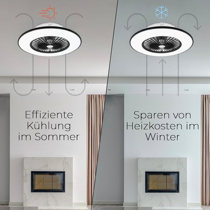 Noaton® Vega 11056BR Deckenventilator mit Beleuchtung, LED Dimmbar max 44 W, 3 Farbtemperaturen, Fer