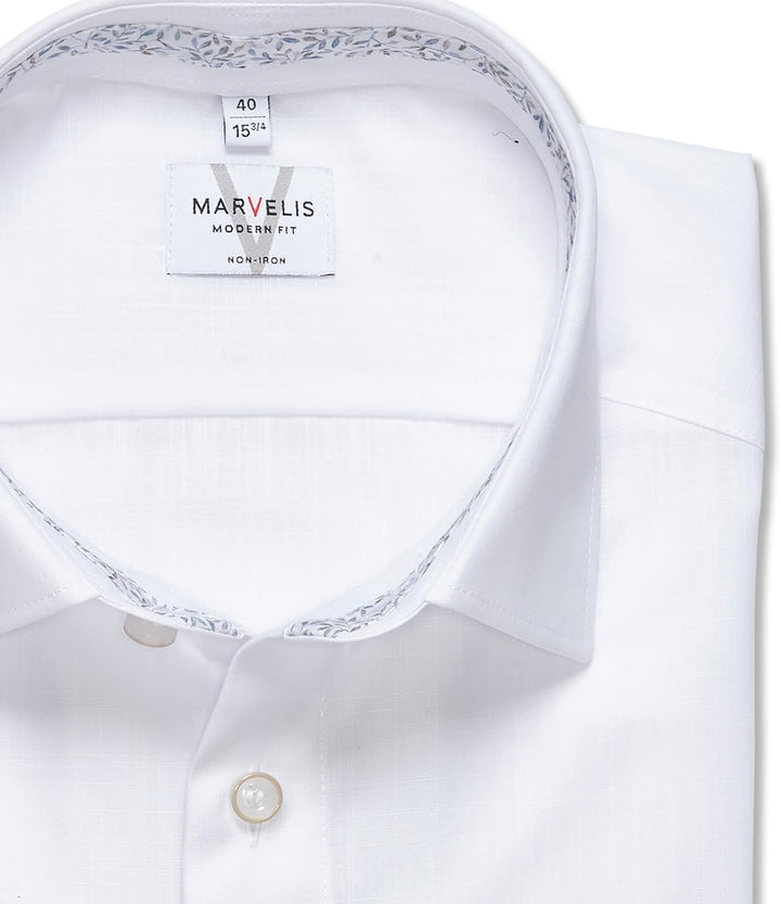 Marvelis Herren Businesshemd Langarm 726614,Einfarbig,Modern Fit,New Kent 44 Weiss 00, 44 Weiss 00