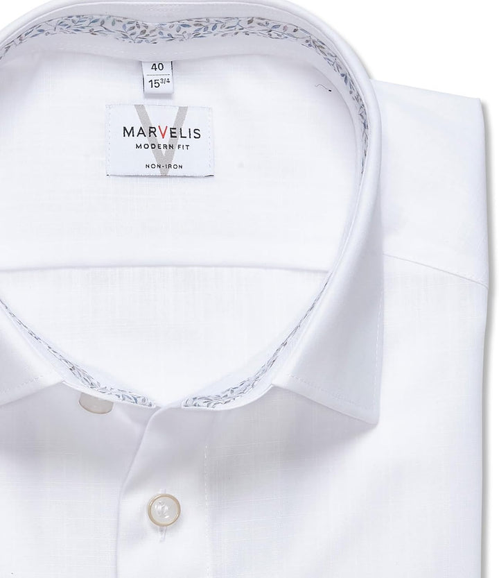 Marvelis Herren Businesshemd Langarm 726614,Einfarbig,Modern Fit,New Kent 43 Weiss 00, 43 Weiss 00