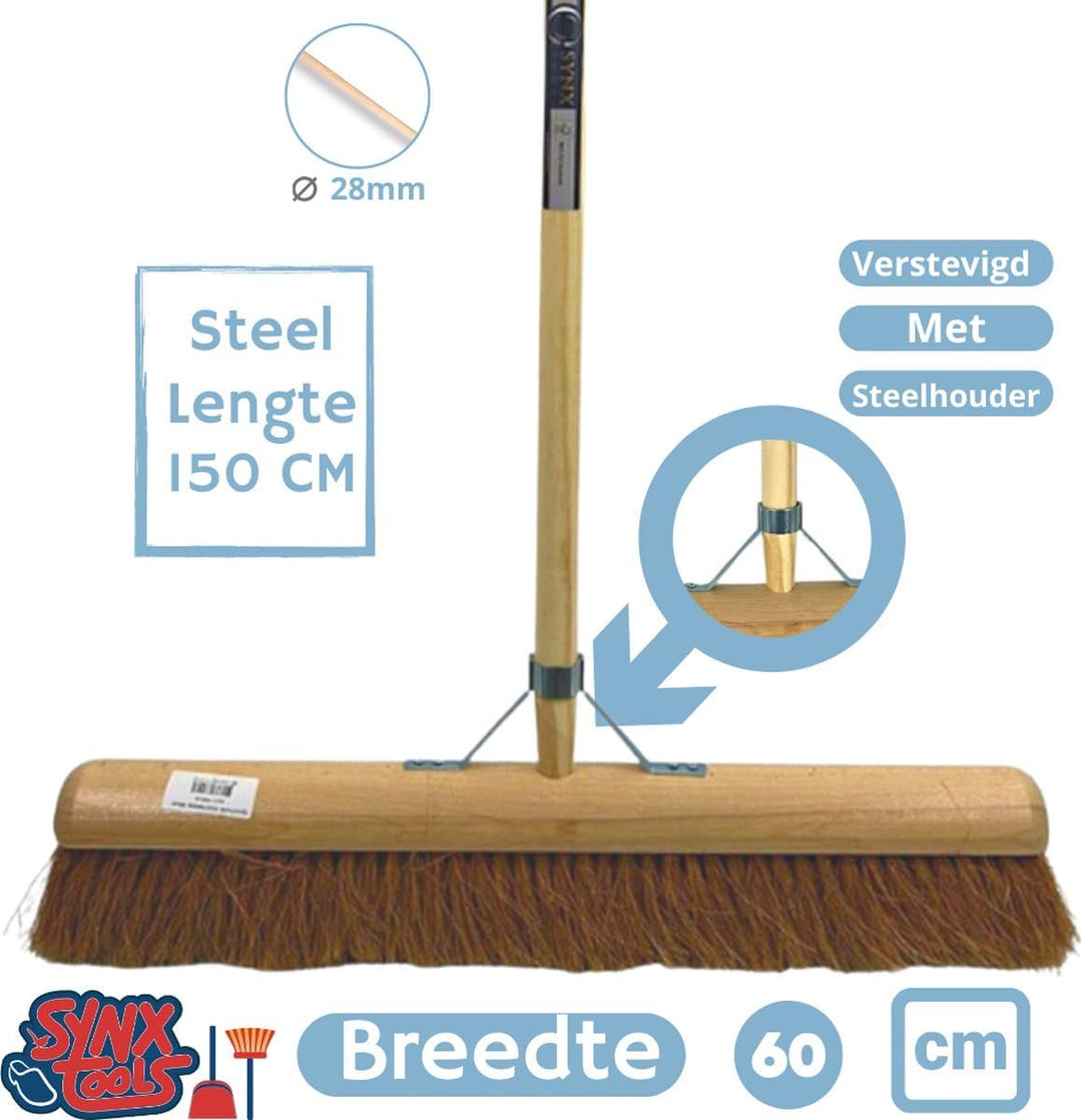 Synx Tools Hallenfeger - Cocos 60 cm - Weiche Besen - Vegan - Garten - Indoor Besen Cocoshare - Weic