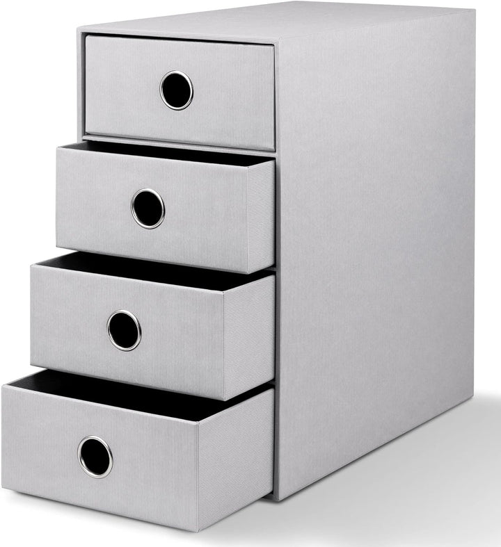 Rössler 1524452174 - S.O.H.O. 4er Schubladenbox für DIN A5, mit Griffloch, Stone, 250 x 175 x 320 mm