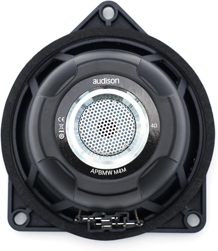 Audison APBMW K4M – 2-Wege-System für BMW/MINI mit 100-mm-Mitteltöner, Hochtöner und Weiche, 100W Pe