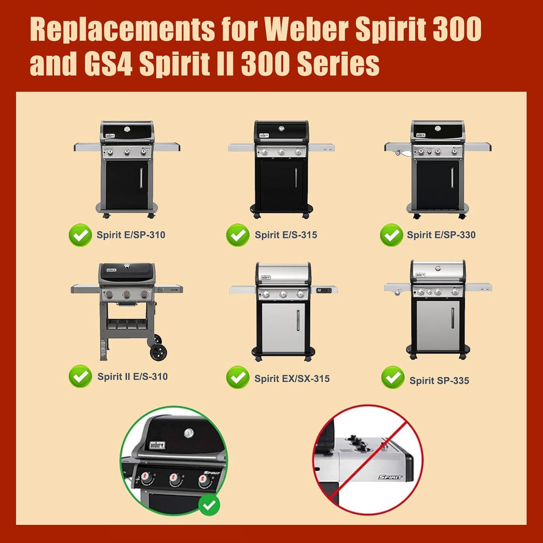 Denmay 7638 44,5 x 30cm Grillplatte Gusseisen für Weber I & II Spirit E/S 310, 320, 330, Spirit E-31