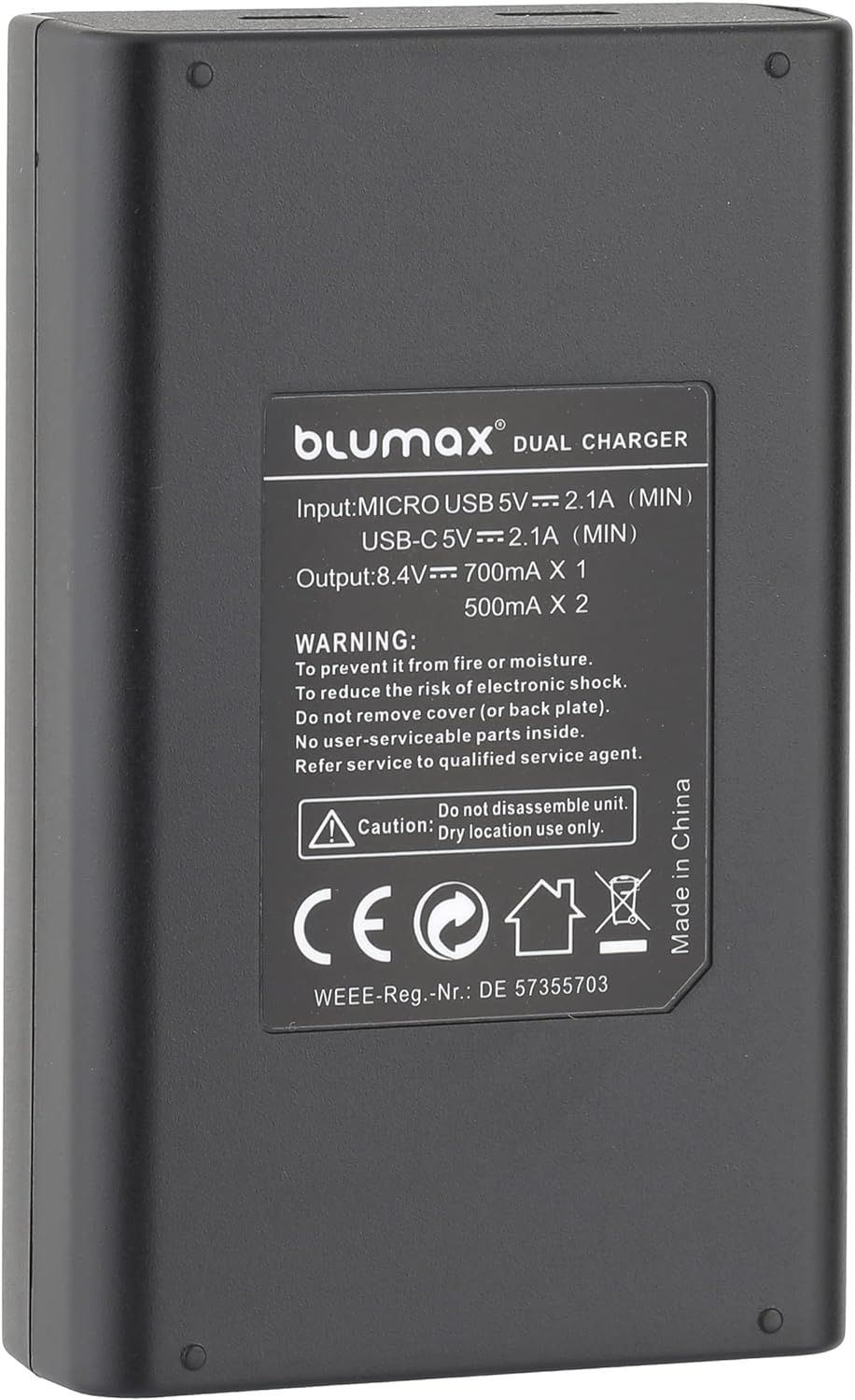 Blumax 2X Akku 1140mAh für Fujifilm NP-W126s/NP-W126 + Slim Dual-Ladegerät USB für Fujifilm XT-3 XT3