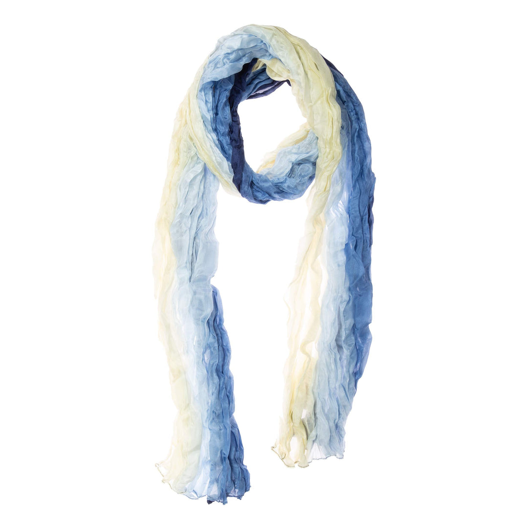 Tinitex Knitterschal Halstuch Schal XXL Halstuch Schal blau naturweiss Farbverlauf Seide 180x90cm