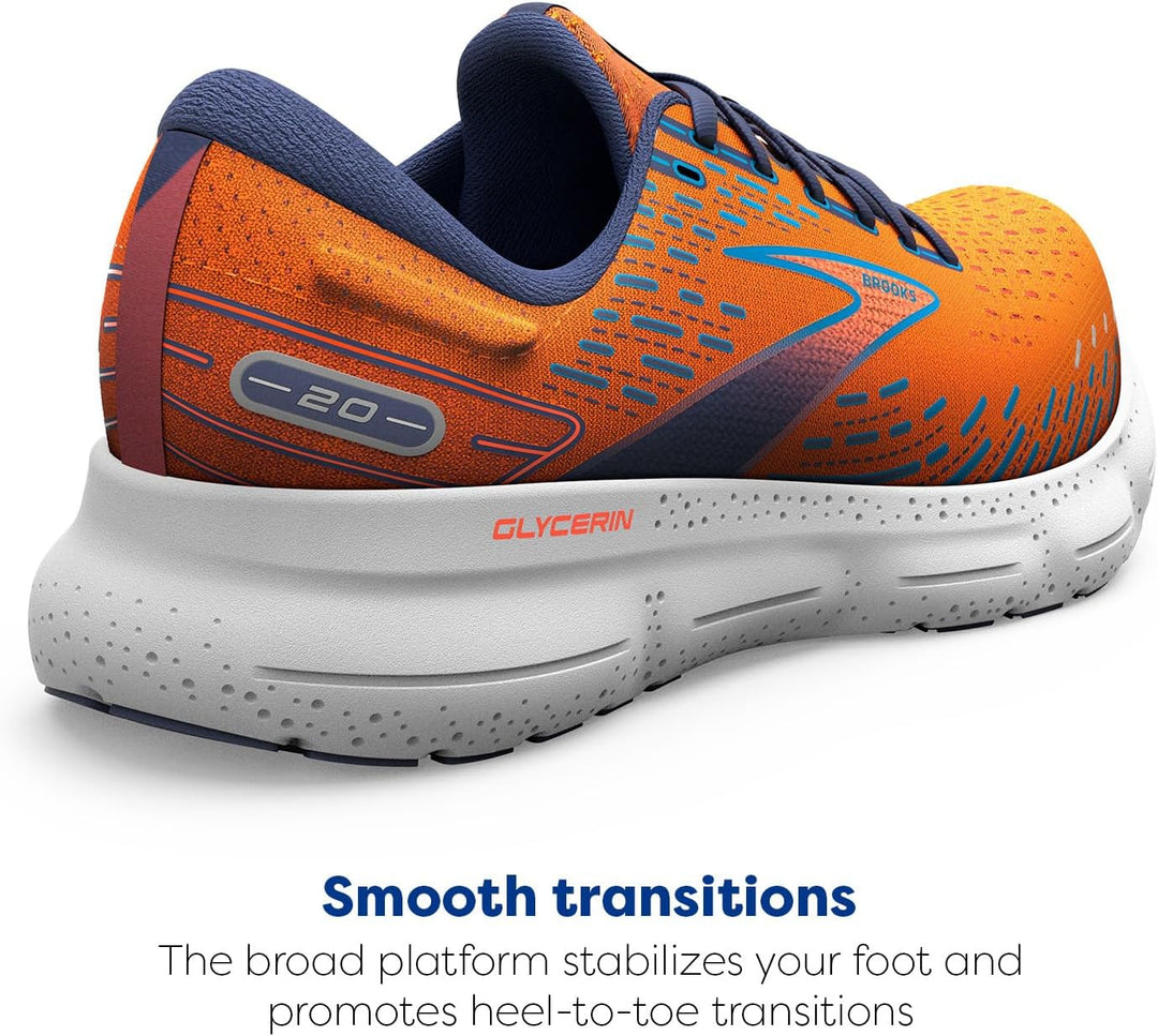 Brooks Herren Glycerin 20 Sneaker 46.5 EU Orange Crown Blue Blue, 46.5 EU Orange Crown Blue Blue