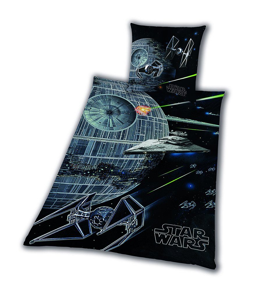 Tex idea Bettwäsche Biber Star Wars Todesstern Rey Finn Tico Yoda Winterbettwäsche wie Flanell 135 x