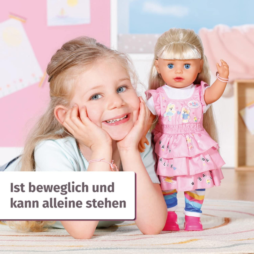 Zapf Creation 828533 BABY born Kindergarten Little Sister 36 cm grosse Puppe mit 7 lebensechten Funk
