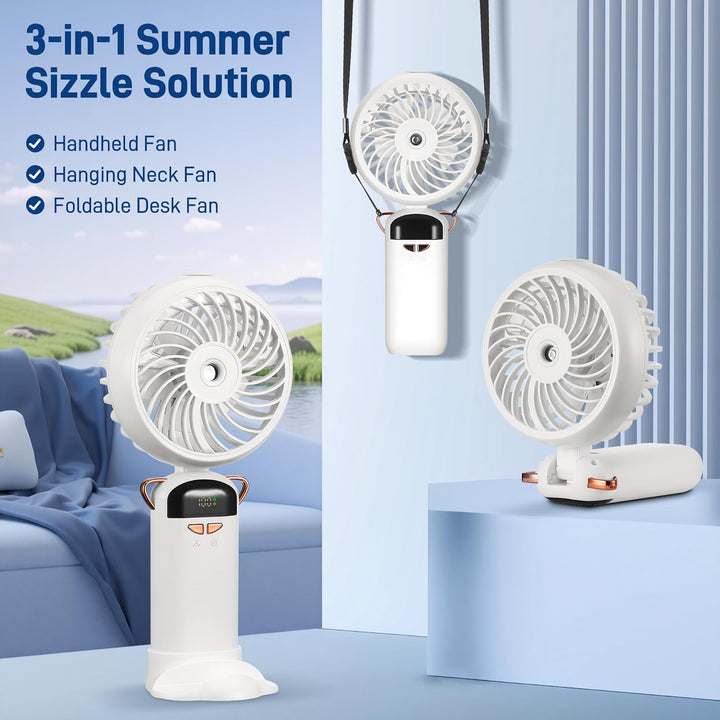 Kssvzz Handventilator Akku Aufladbar mit Wasserkühlung USB 5 Stufen Weiss | Tragbarer Mini-Ventilato
