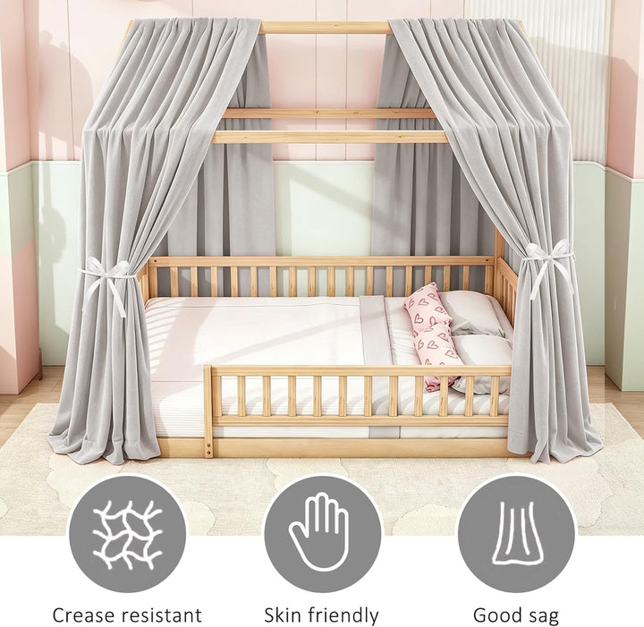MeYuxg Hausbett Himmel Set, 2 Stück Betthimmel Hausbett Musselin, Kinderbett Baldachin Stoffhimmel f