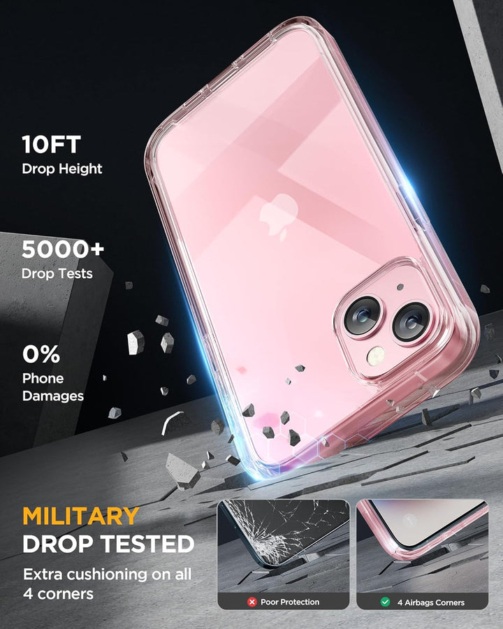 Miracase 360 Grad für iPhone 15 Hülle mit Eingebaut Glas Schutzfolie und Kameraschutz, Stossfest Kom