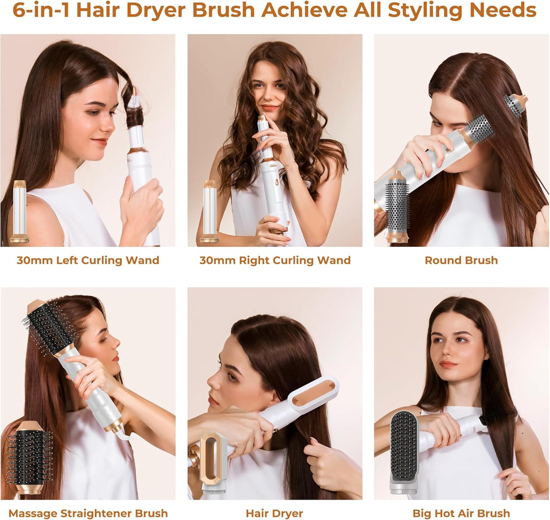 UKLISS Airstyler 6 in 1 Hairstyler Haarstyler mit Air Lockenstab Föhn Heissluftbürste Haarstyling Ge