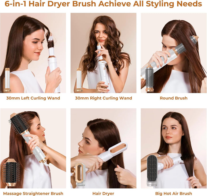 UKLISS Airstyler 6 in 1 Hairstyler Haarstyler mit Air Lockenstab Föhn Heissluftbürste Haarstyling Ge