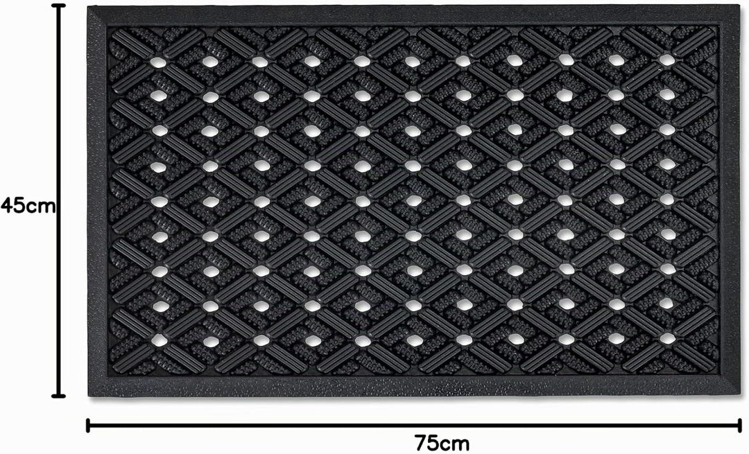 Gummimatte Aussen - Robuste Türmatte Gummi - Löcher 45 x 75 cm (Rechteckig) | Eingangsmatte Aussenbe