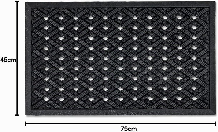 Gummimatte Aussen - Robuste Türmatte Gummi - Löcher 45 x 75 cm (Rechteckig) | Eingangsmatte Aussenbe