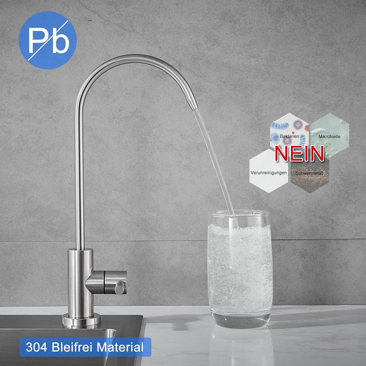 SUS304 Edelstahl Trinkwasserhahn, 100% bleifreier Umkehrosmose-Wasserhahn, Geeignet Küchenarmateur f