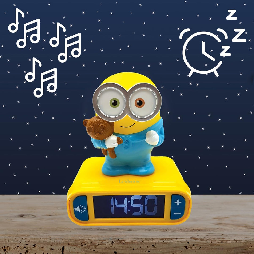 Lexibook - Wecker mit Nachtlicht und Minions Klingeltönen, Digitalwecker mit Nachtlicht und Snooze,